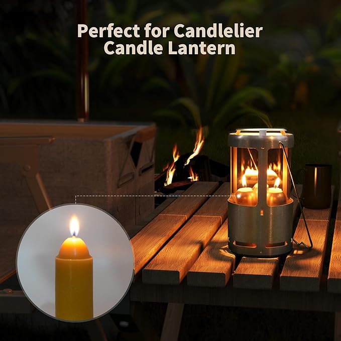 15-Hour Natural Beeswax Candles Compatible with Candle Lanterns - Smokeless Clean Long Lasting