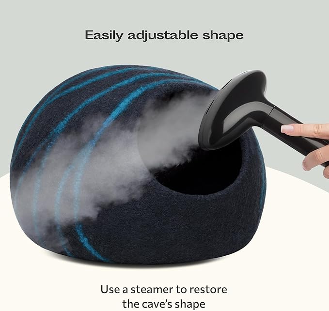 MEOWFIA Cat Cave ??Premium Felt Cat Bed for Indoor Cats, Handmade 100% Merino Wool (Large, Black