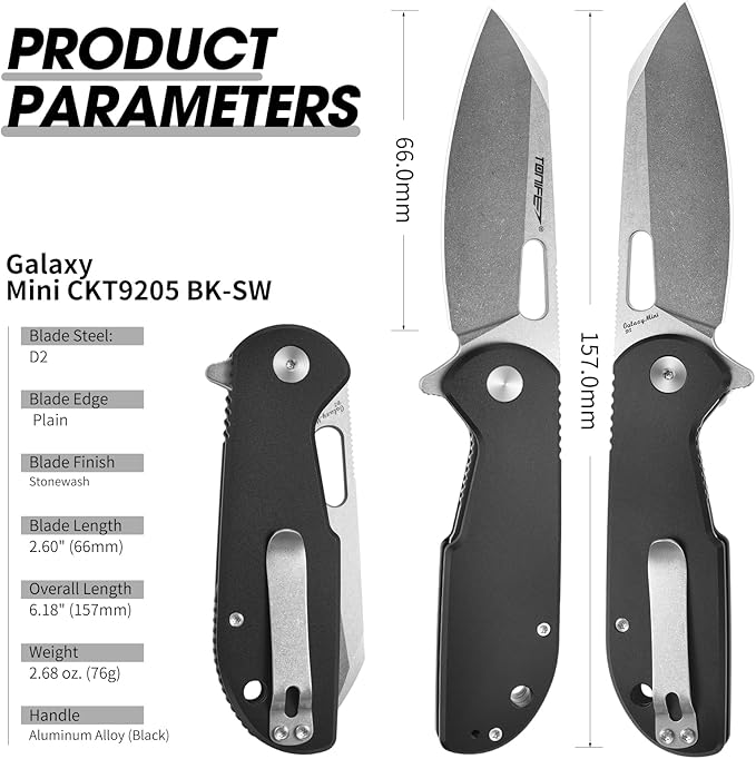 TONIFE Galaxy Mini Folding Knife with D2 Steel Blade and Aluminum Handle, EDC Pocket Tool for