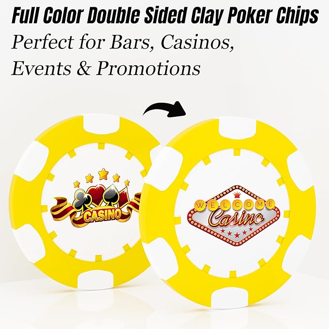25 Custom Clay Poker Chips, 40mm Heavy 11.5g Casino Sized Personalized Poker Chips with Your Logo