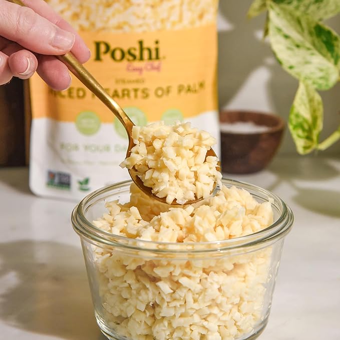 POSHI Riced Heart Of Palm | All Natural, Fully Cooked, Ready to Eat, Non-GMO, Low Calorie + Carb