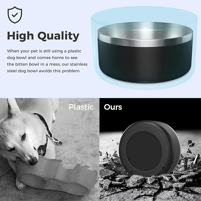 Dog Bowl, Stainless Steel Dog Food and Water Bowl with Non Slip Quiet Bottom, Easy to Clean