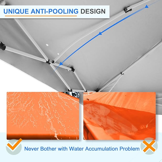 EAGLE PEAK Pop Up Canopy Tent with Wheeled Carry Bag, 8 Stakes, 4 Ropes, 4 Weight Bags, Easy Set Up