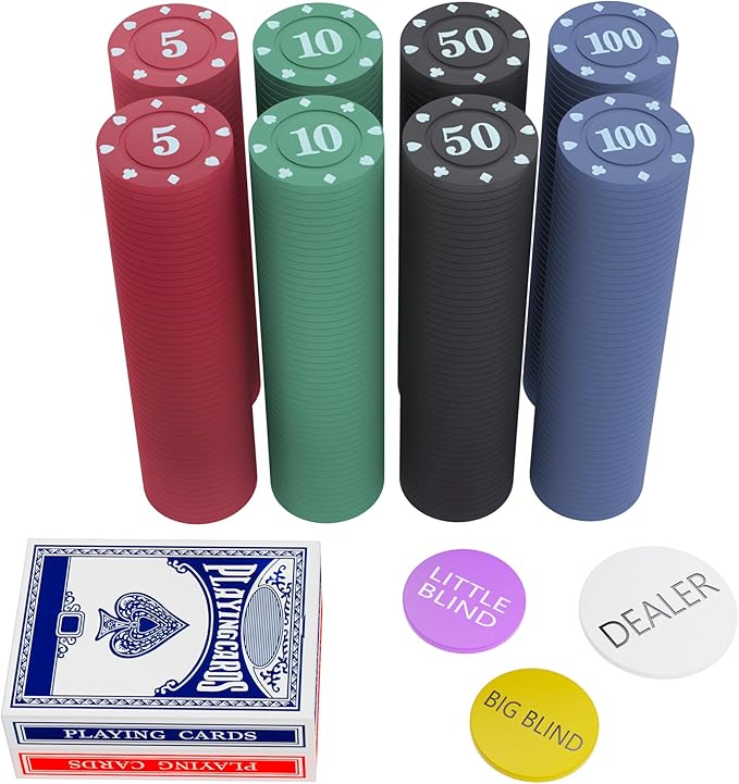 400Pcs Denomination Poker Chips Set,Lightweight Plastic Poker Chip with Numbered Value,Mini Trave