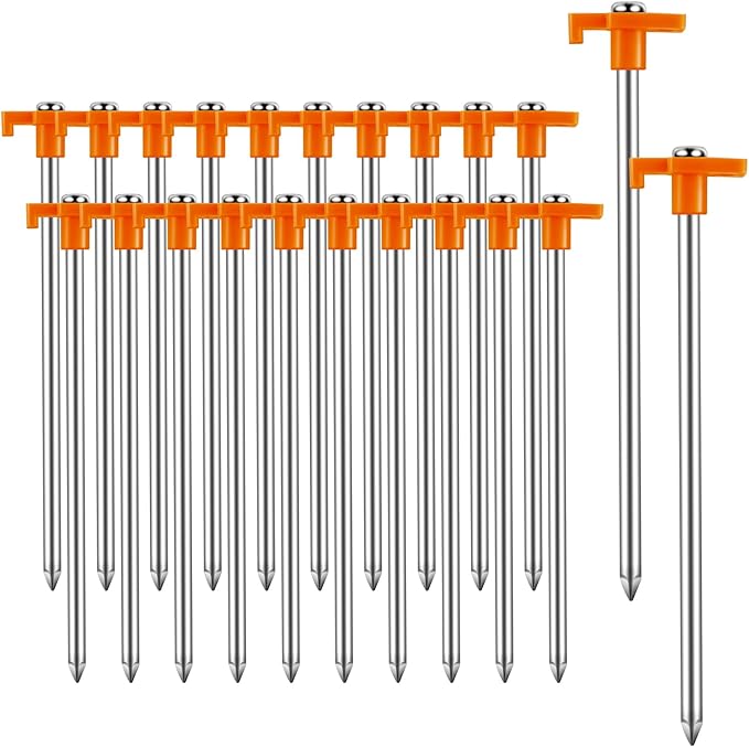 30 Pack Tent Stakes Heavy Duty,9.6 Inch Non-Rust Metal Tent Pegs,Ground Stakes Tent Spikes,Camping