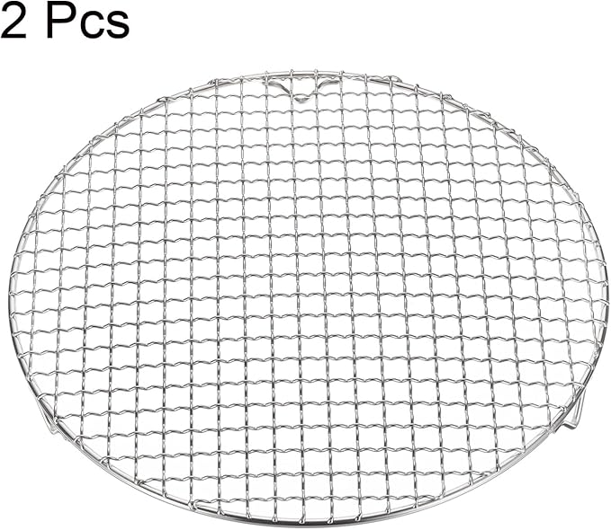 HARFINGTON 2pcs Round Cooking Rack 11.6-inch 201 Stainless Steel Cross Wire Barbecue Grill Net with