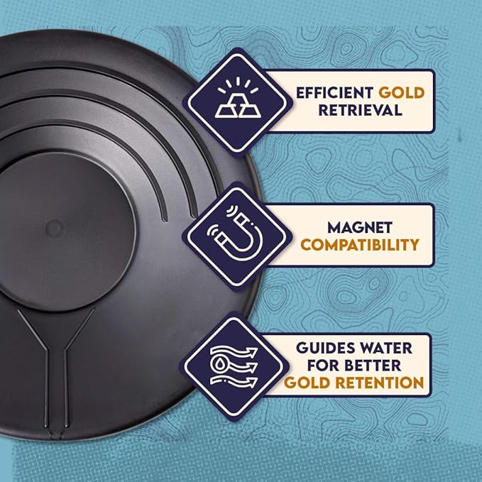 SE 14 Inch Gold Panning Pan - Three Riffles for Easier Mining and Prospecting (10 Pack Black)