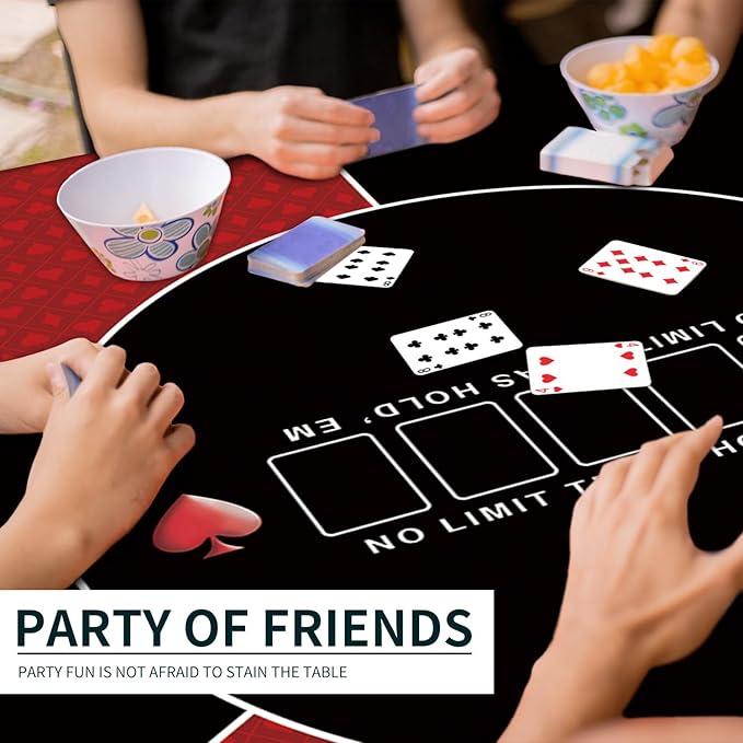 nuveti 24/31/39/47/55 inch Square Foldable 6-Player Texas Poker Card Tabletop Layout Portable