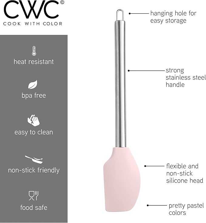 COOK WITH COLOR Silicone Cooking Utensils, Kitchen Utensil Set, Easy to Clean Silicone Kitchen