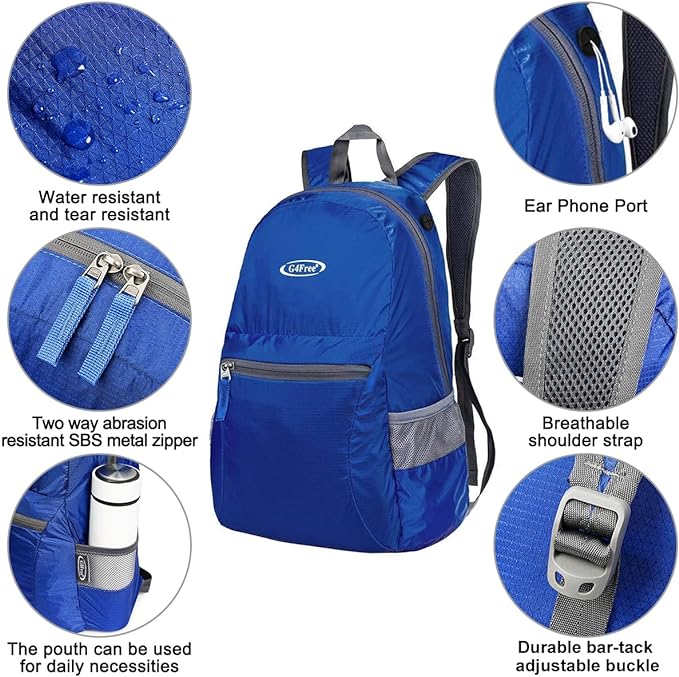 G4Free 20L Lightweight Packable Backpack Travel Hiking Daypack Foldable Backpack for Men Women
