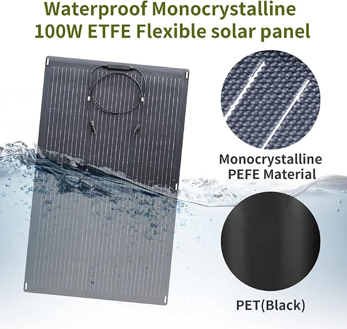 ALLPOWERS 100W Portable Solar Panel, SF100 Flexible Solar Panel, 24V Monocrystalline Solar Kit, 25%