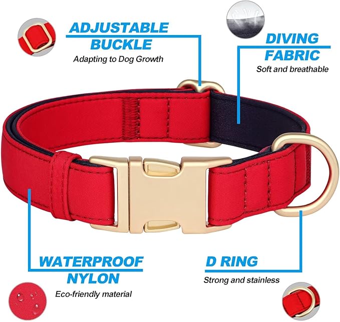 Didog Soft Padded Dog Collars for Medium Dogs, Colorful and Durable Dog Collar with Quick Release