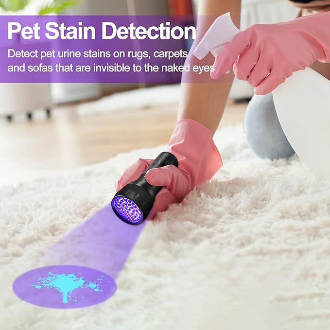 Black Light UV Light Flashlight, 21 LED 395nm Ultraviolet Blacklight Flashlight Mini Pet Urine