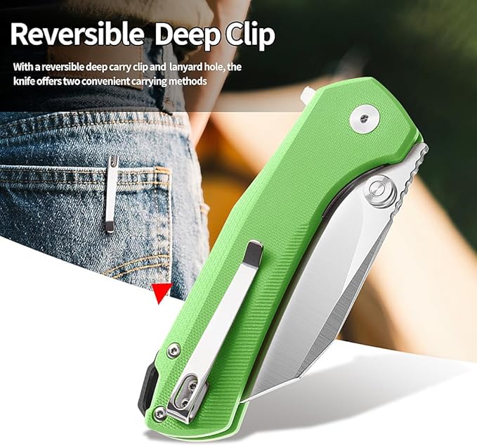 ioko Folding Pocket Knife, 3.5-Inch D2 Steel Blade, G10 Handle, EDC Camping Survival Knife with