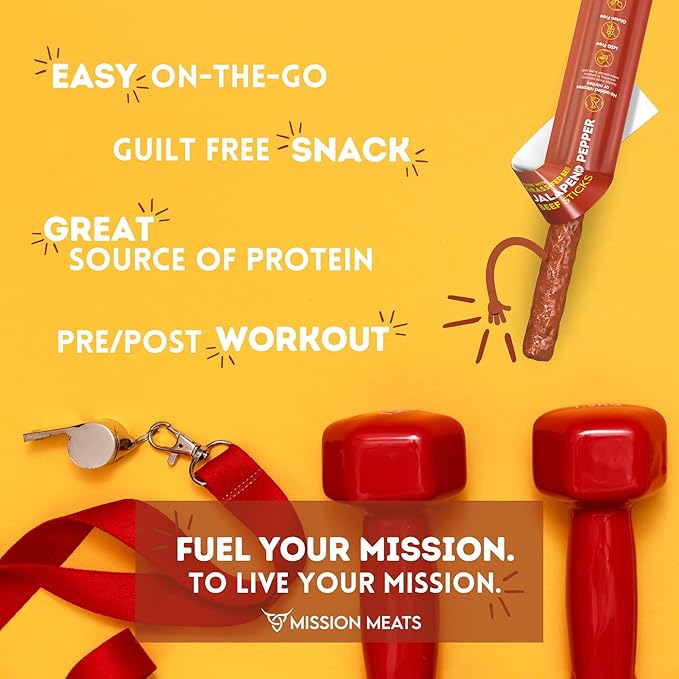 Mission Meats Beef Sticks – 100% Grass Fed & Pasture Raised, Sugar Free, Individually Wrapped