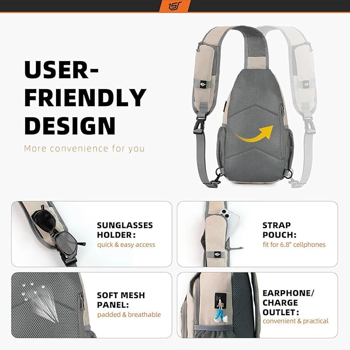 SKYSPER Sling Bag RFID Crossbody Sling Backpack Cross Body Shoulder Bag Travel Hiking Daypack for