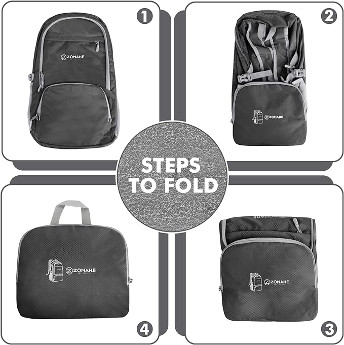 ZOMAKE Lightweight Packable Backpack 30L, Foldable Hiking Backpacks Water Resistant Compact Folding