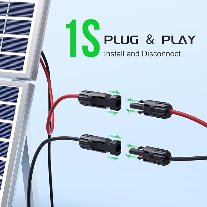 Bateria Power Y-Branch Solar Connectors 21FT 10AWG Extension Cable, Solar Cable Parallel Adaptor