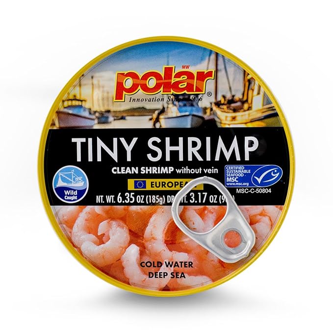 MW Polar Tiny Shrimp Without Vein 6.35 oz (Pack of 12), Wild Caught, Ready to Eat, Denmark Cold