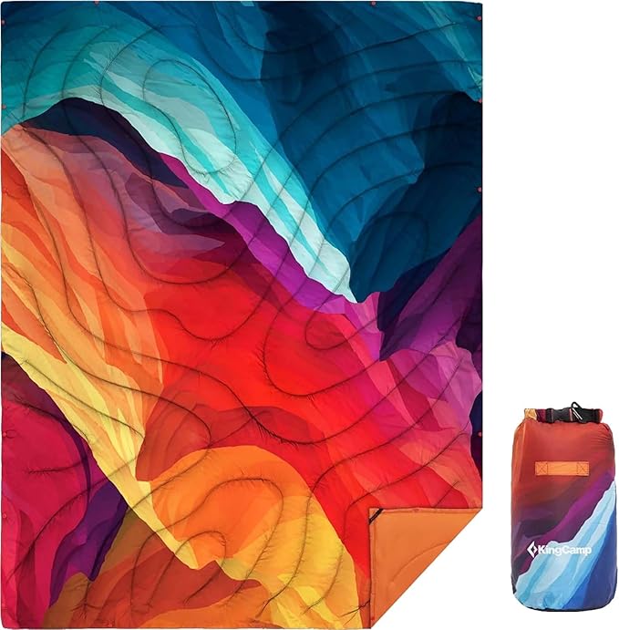 KingCamp Ultralight Camping Blanket, Packable Down Alternative Puffy Printed Wearable Blanket with