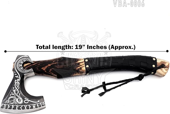 SHINY CRAFTS-Axes Handmade Viking Axe Hatchet Norse Battle Axe-Valhalla Runic Axe, Carbon Steel
