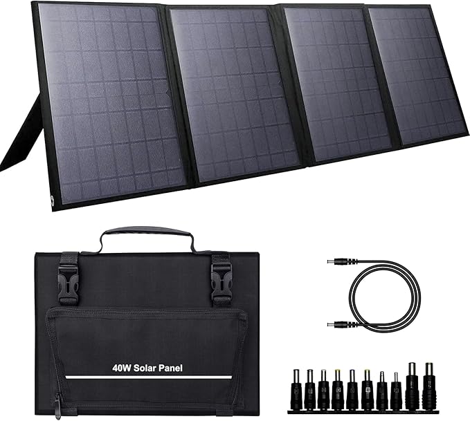 Portable Solar Panel 40W, Foldable Solar Charger for Outdoor Solar Generator Power Station