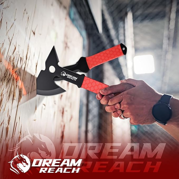 Dream Reach Throwing Axe Set - 6PCS Full Tang Throwing Hatchet with TPR Rubber Sleeve and