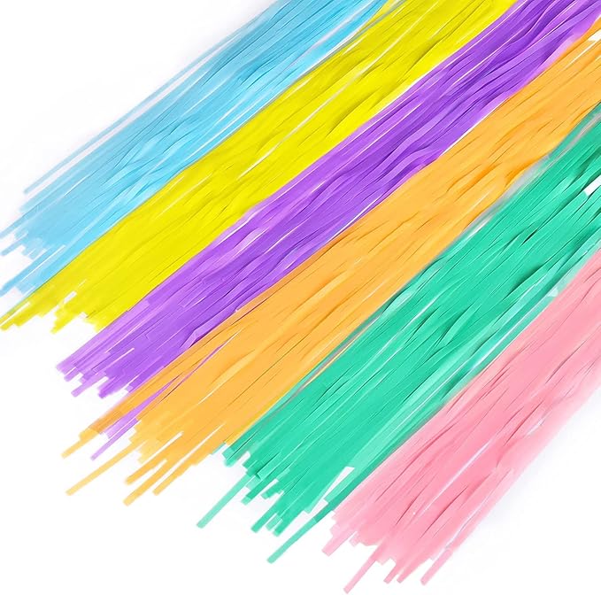 BRAVESHINE Tinsel Foil Fringe Curtains - 2Pcs 3.2x8.2ft Pastel Colourful Photo Backdrop for Sweet