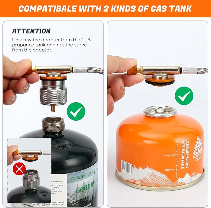 Odoland 3500W/6800W Windproof Camp Stove Camping Gas Stove with Windscreen, Fuel Canister Adapter