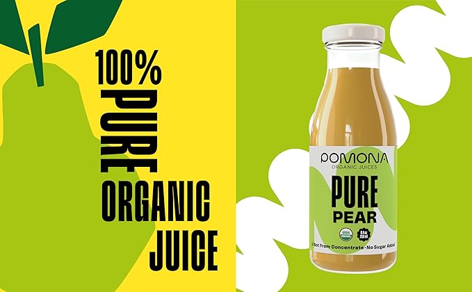 Pomona Organic Pear Juice, Cold Pressed USDA Organic Juices, Pears And Lemon Juice, No Added Sugar