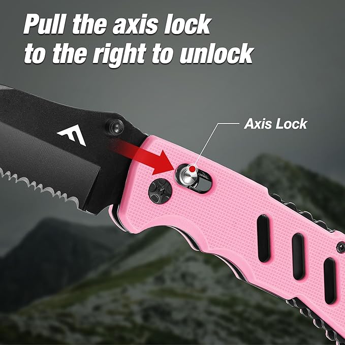 FLISSA Folding Pocket Knife with Clip, Glass Breaker and Seatbelt Cutter, Survival Knife for