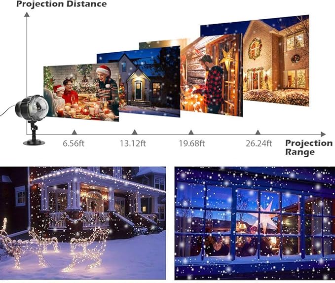 Elec3 Christmas Snowfall LED Projector Outdoor, Waterproof Rotating Snow Projection Snow Decorative
