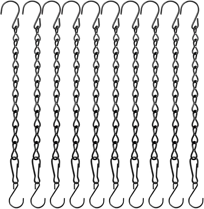 YINGFENG 10 Pack 9.5 Inch Black Hanging Chains, Garden Plant Hangers for Hanging Bird Feeders