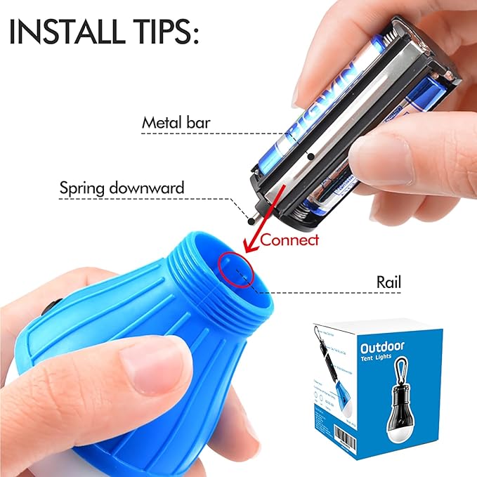 Tent Lamp Portable LED Tent Lights Blue 4 Packs Hook Hurricane Emergency Lights LED Camping Lights