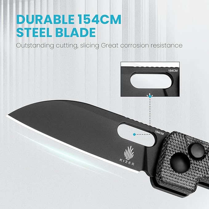 Kizer Banish Folding Pocket Knife, 2.3"" 154CM Steel Blade Small EDC Knife, Micarta Handle Mini