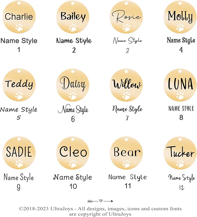 Ultra Joys Dog Tags Personalized for Pets - Hollow Paw Custom Pet ID Tag - Engraved Dog Tag for