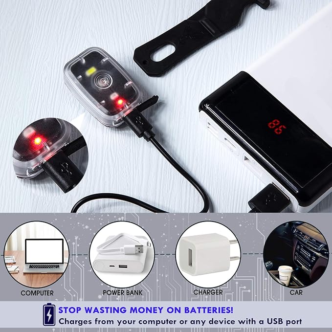 Mudder Running Lights for Runners Rechargeable LED Safety Lamps USB Rechargeable Clip on Strobe