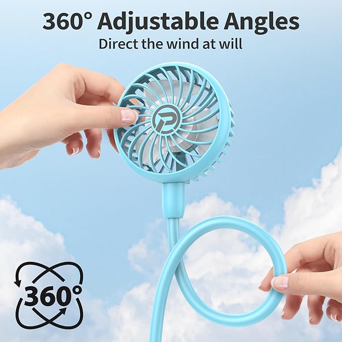PANERGY Portable Neck Fan Rechargeable Hand Free Personal Fan Mini Wearable Battery Operated USB