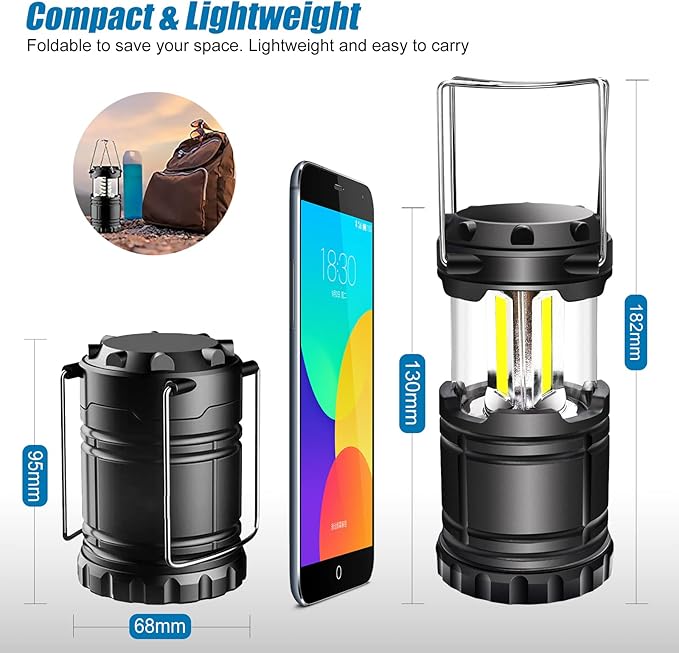 EXTRASTAR 4 Pcs LED Camping Lantern, Battery Powered Compact LED Lanterns, Suitable Survival Kits