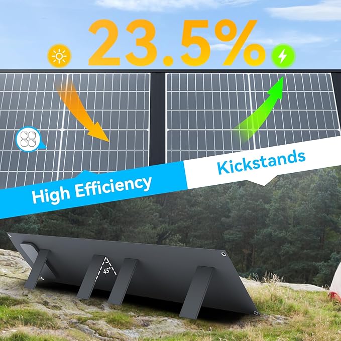 Ecosonique 200W Portable Solar Panel for Power Stations, Foldable & Lightweight with Kickstand