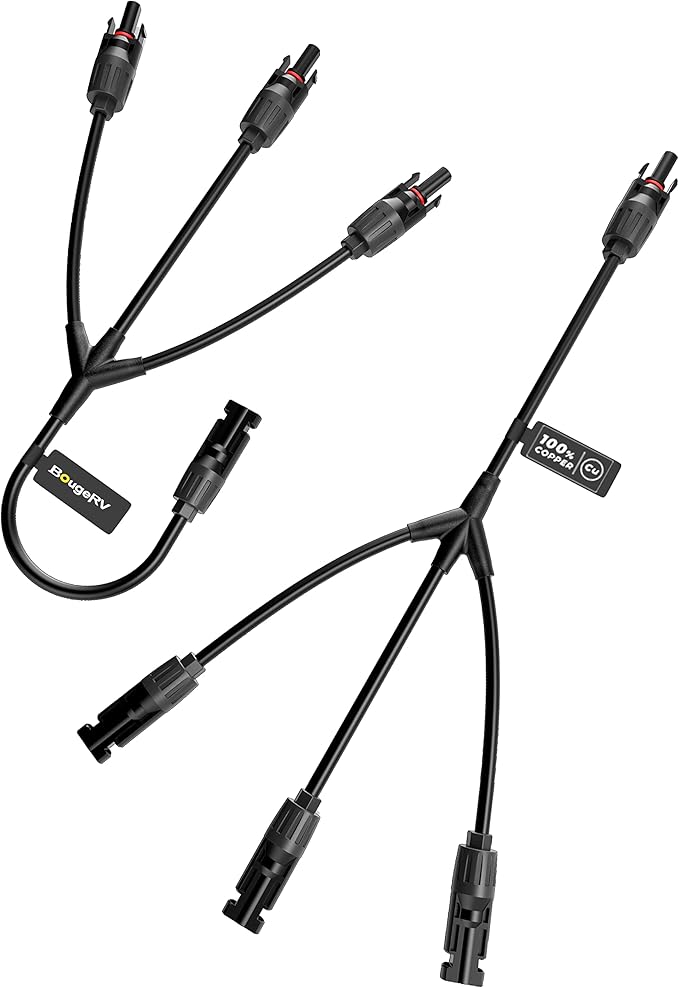 BougeRV Solar Y Branch Connectors Solar Panel Parallel Connectors 1 to 3 Solar Cable Wire Plug Tool