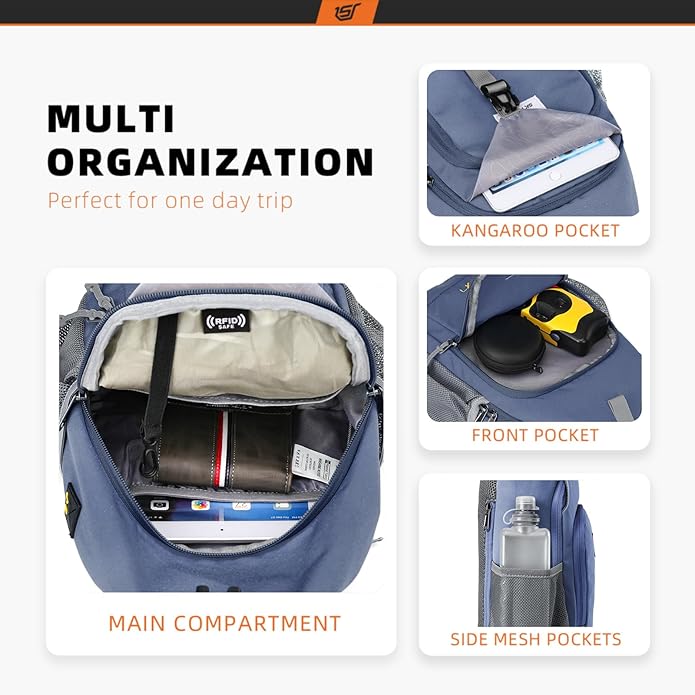 SKYSPER Sling Bag RFID Crossbody Sling Backpack Cross Body Shoulder Bag Travel Hiking Daypack for