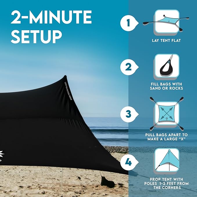 Neso Gigante - Portable Beach Tent - Ideal to Enjoy with Family and Friends - UPF 50+