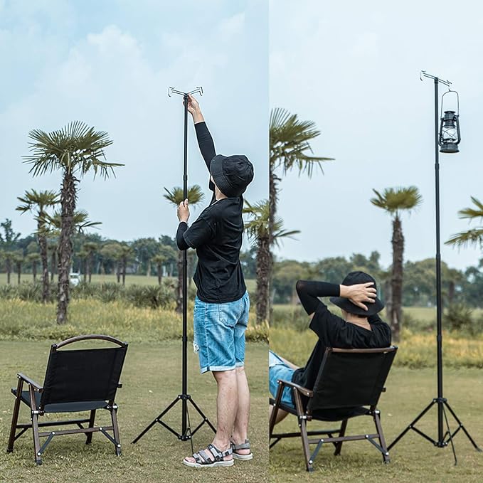 OMUKY Telescopic Lantern Stand with Base Outdoor Camping Lamp Stand Pole Adjustable Lantern Pole