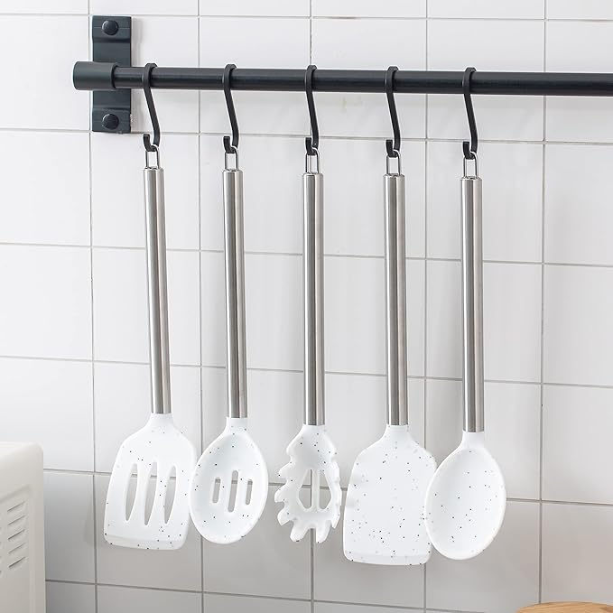 COOK WITH COLOR Silicone Cooking Utensils, Kitchen Utensil Set, Easy to Clean Silicone Kitchen