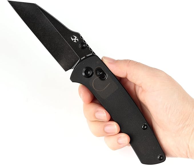 KANSEPT Main Street Pocket Folding Knife, 3.36''Black Ticn Coated 154CM Sharp Blade, Light Brown