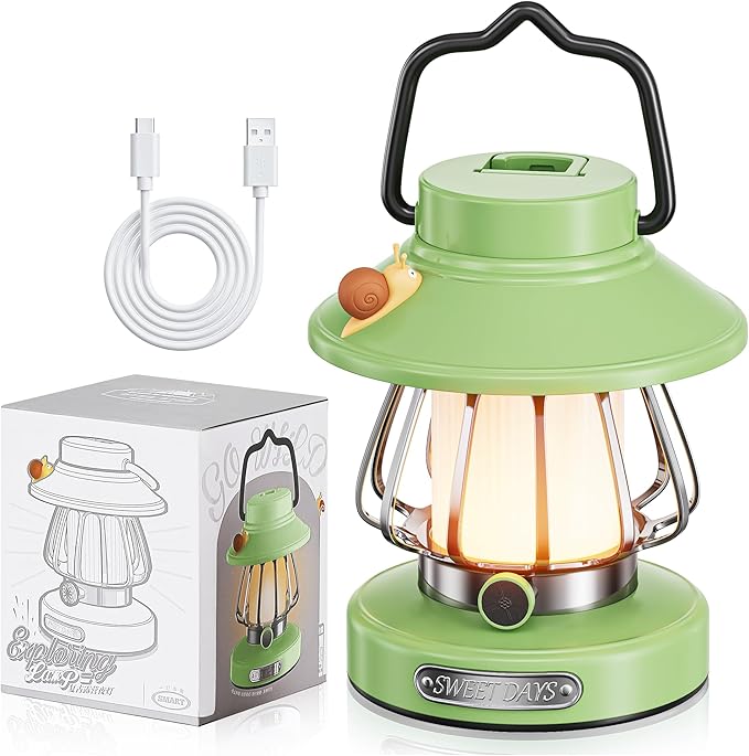 V.C Formark Snail Kids Camping Lantern Rechargeable - 3 Color Dimmable LED Light with USB-C