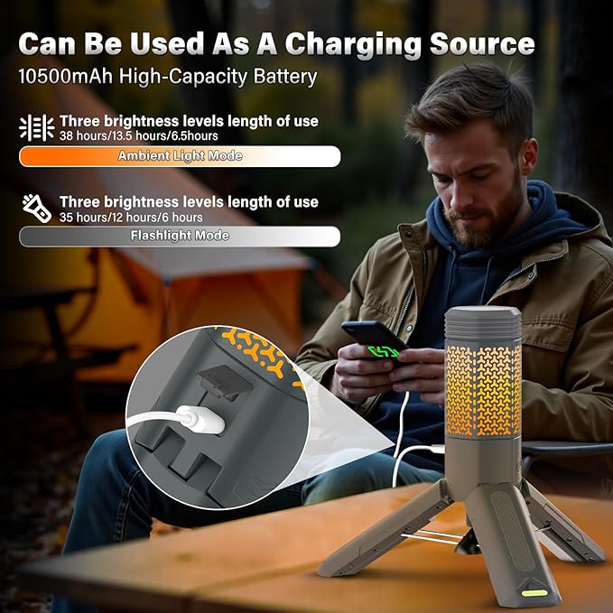 Telescopic Camping Light - 10500mAh Rechargeable Camping Lantern with Storage Bag, Dimmable