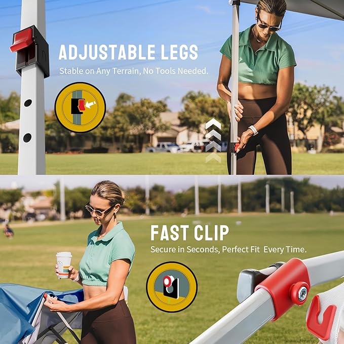 CROWN SHADES 10x10 Pop Up Canopy - Beach Tent with One Push Setup - Easy Outdoor Sun Shade for