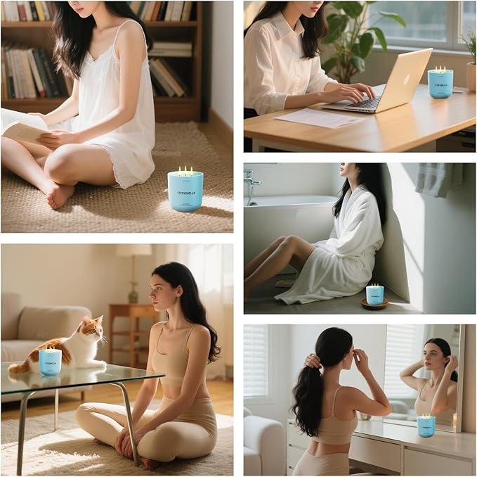 Citronella Candles Indoor Outdoor, 14.2oz Large Scented Candle for Home, Long Lasting Aromatherapy